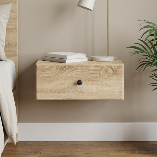 vidaXL Wall-Mounted Bedside Cabinet Sonoma Oak 49 x 34.5 x 20 cm