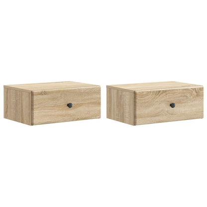 vidaXL Wall-Mounted Bedside Cabinet 2 pcs Sonoma Oak 49 x 34.5 x 20 cm