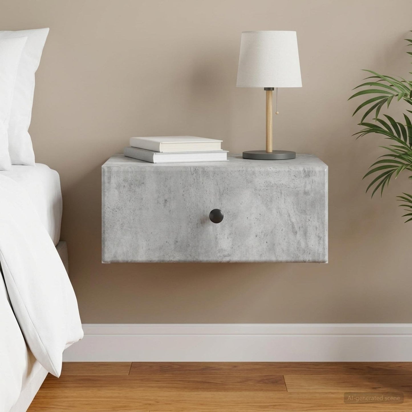 vidaXL Wall-Mounted Bedside Cabinet Concrete Grey 49 x 34.5 x 20 cm