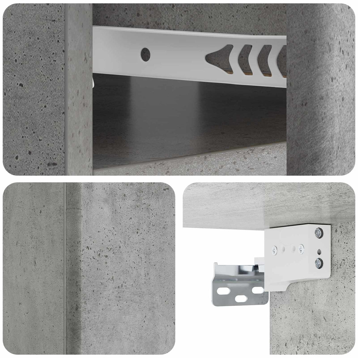 vidaXL Wall-Mounted Bedside Cabinet 2 pcs Concrete Grey