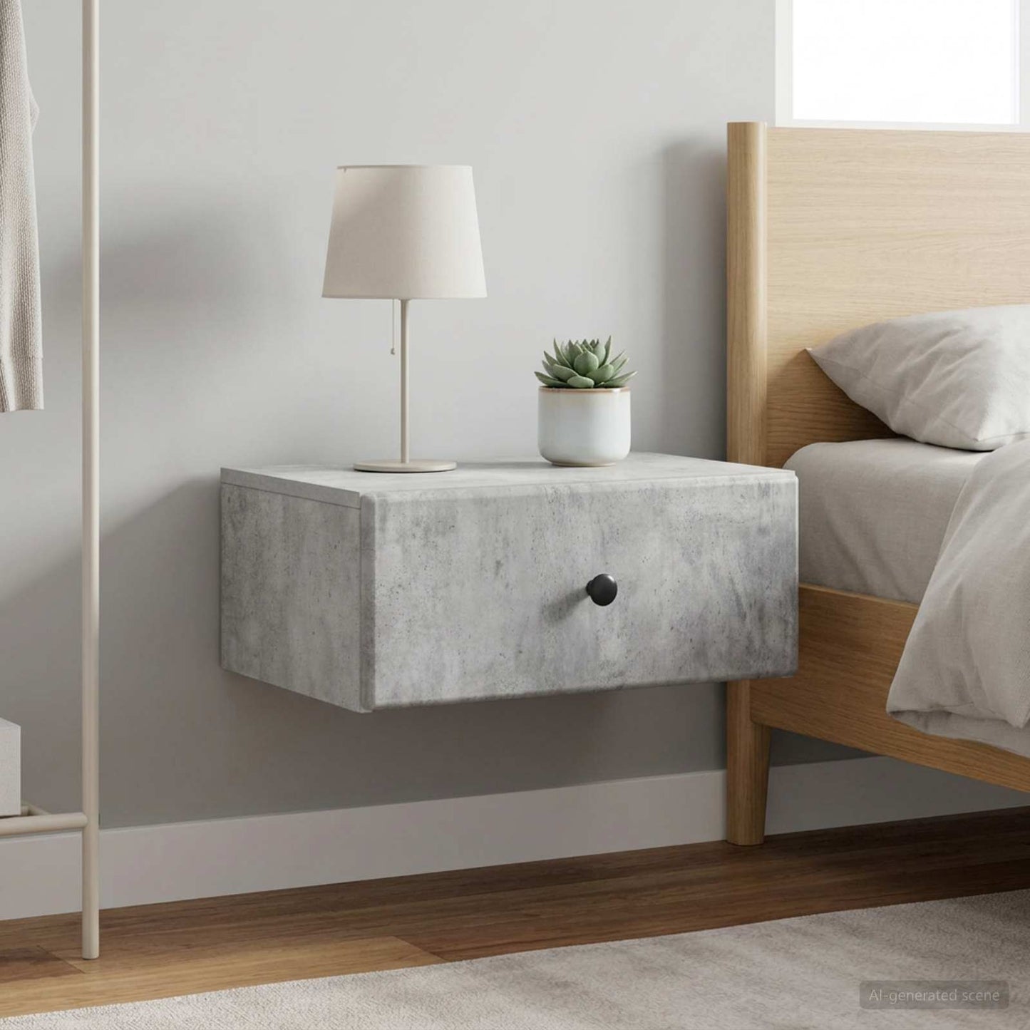vidaXL Wall-Mounted Bedside Cabinet with Drawer 2 pcs Concrete Grey