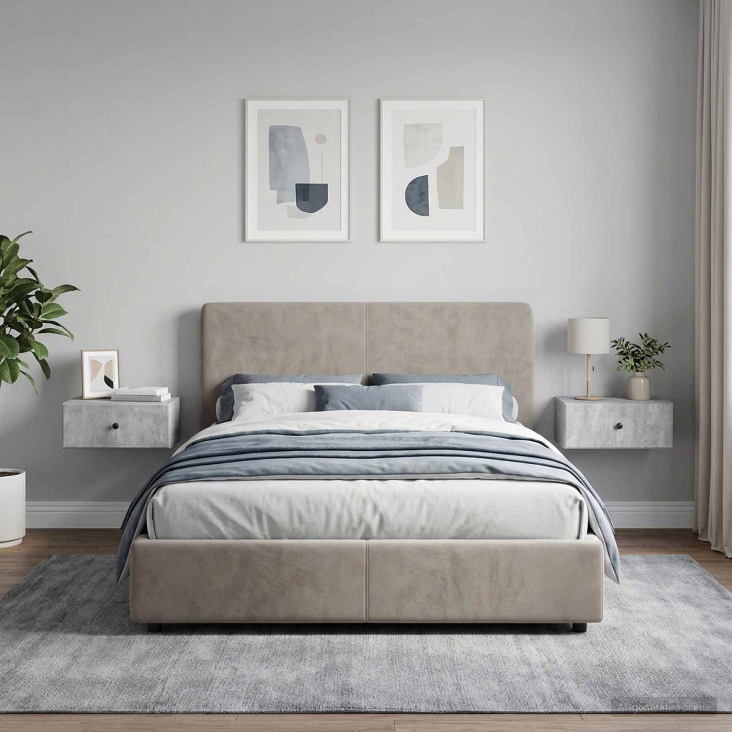 vidaXL Wall-Mounted Bedside Cabinet with Drawer 2 pcs Concrete Grey