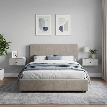 vidaXL Wall-Mounted Bedside Cabinet with Drawer 2 pcs Concrete Grey