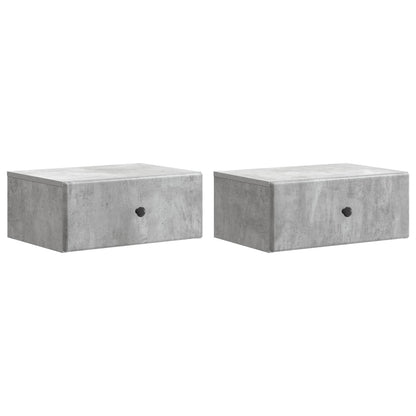 vidaXL Wall-Mounted Bedside Cabinet with Drawer 2 pcs Concrete Grey
