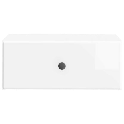 vidaXL Wall-Mounted Bedside Cabinet High Gloss White 49 x 34.5 x 20 cm