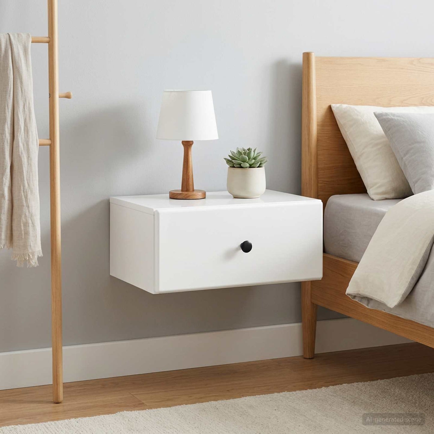 vidaXL Wall-Mounted Bedside Cabinet with Drawer 2 pcs High Gloss White
