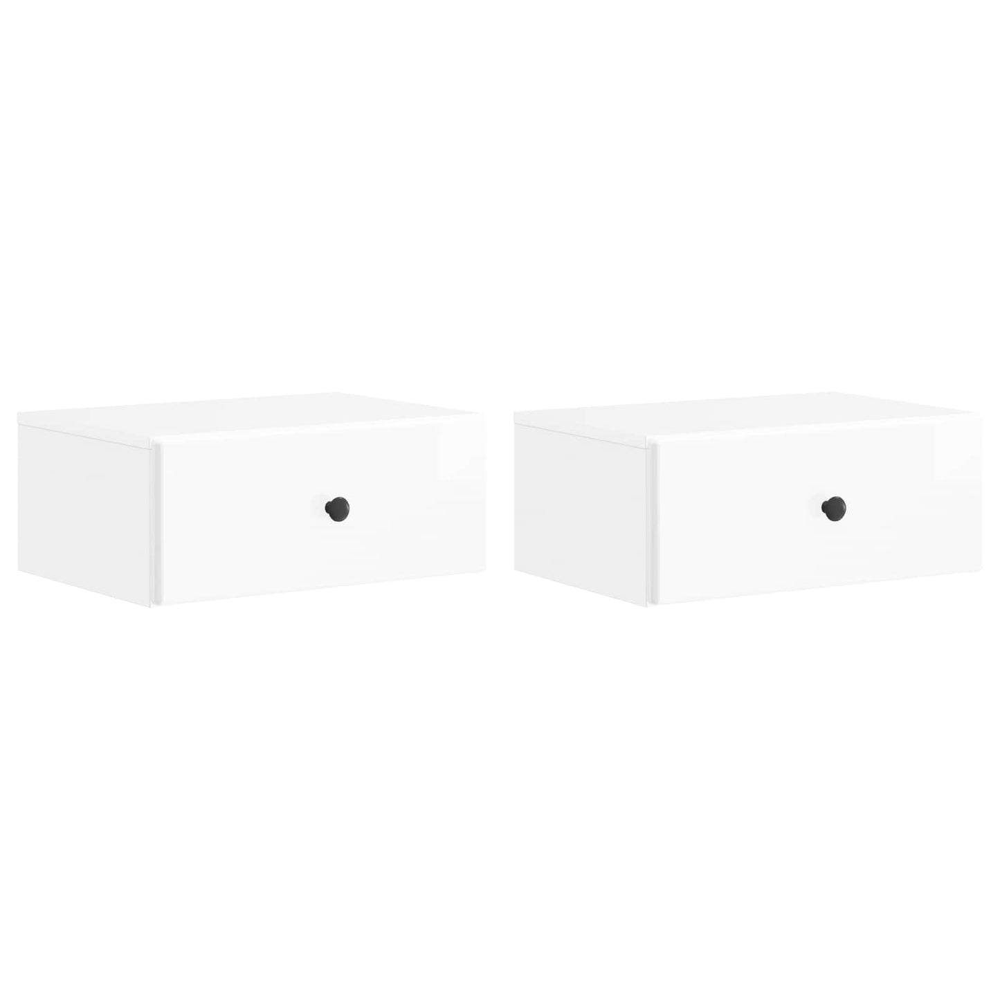 vidaXL Wall-Mounted Bedside Cabinet with Drawer 2 pcs High Gloss White
