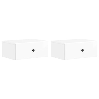 vidaXL Wall-Mounted Bedside Cabinet with Drawer 2 pcs High Gloss White
