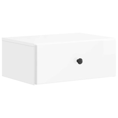 vidaXL Wall-Mounted Bedside Cabinet with Drawer 2 pcs High Gloss White