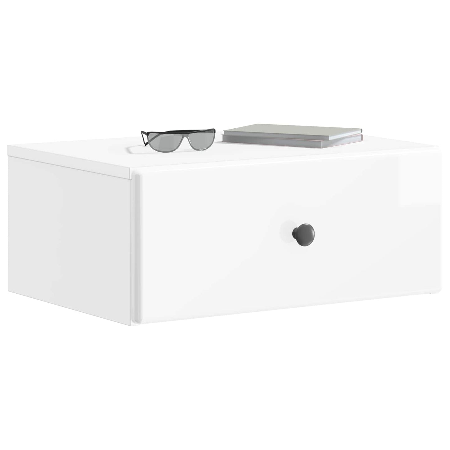 vidaXL Wall-Mounted Bedside Cabinet with Drawer 2 pcs High Gloss White