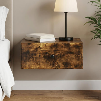 vidaXL Wall-Mounted Bedside Cabinet Smoked Oak 49 x 34.5 x 20 cm