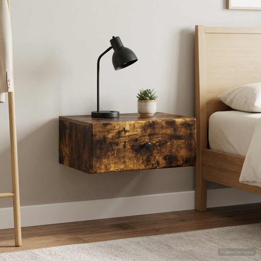 vidaXL Wall-Mounted Bedside Cabinet 2 pcs Smoked Oak 49 x 34.5 x 20 cm