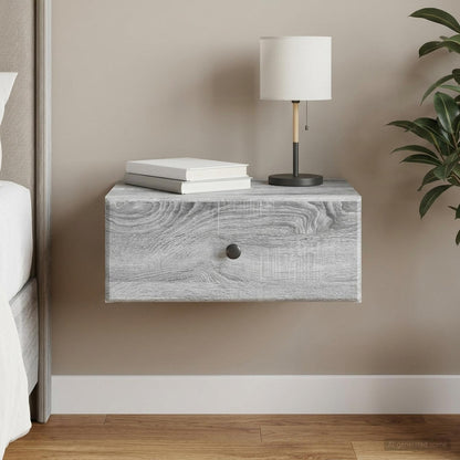 vidaXL Wall-Mounted Bedside Cabinet Grey Sonoma 49 x 34.5 x 20 cm
