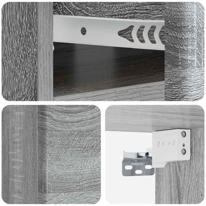 vidaXL Wall-Mounted Bedside Cabinet 2 pcs Grey Sonoma Engineered Wood
