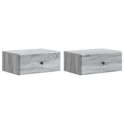 vidaXL Wall-Mounted Bedside Cabinet 2 pcs Grey Sonoma Engineered Wood