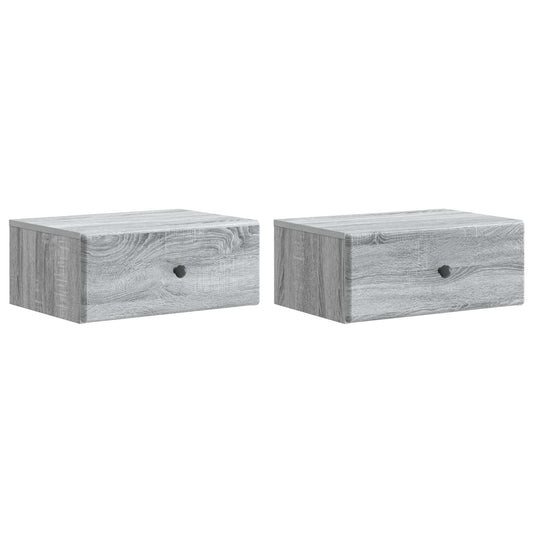 vidaXL Wall-Mounted Bedside Cabinet 2 pcs Grey Sonoma Engineered Wood
