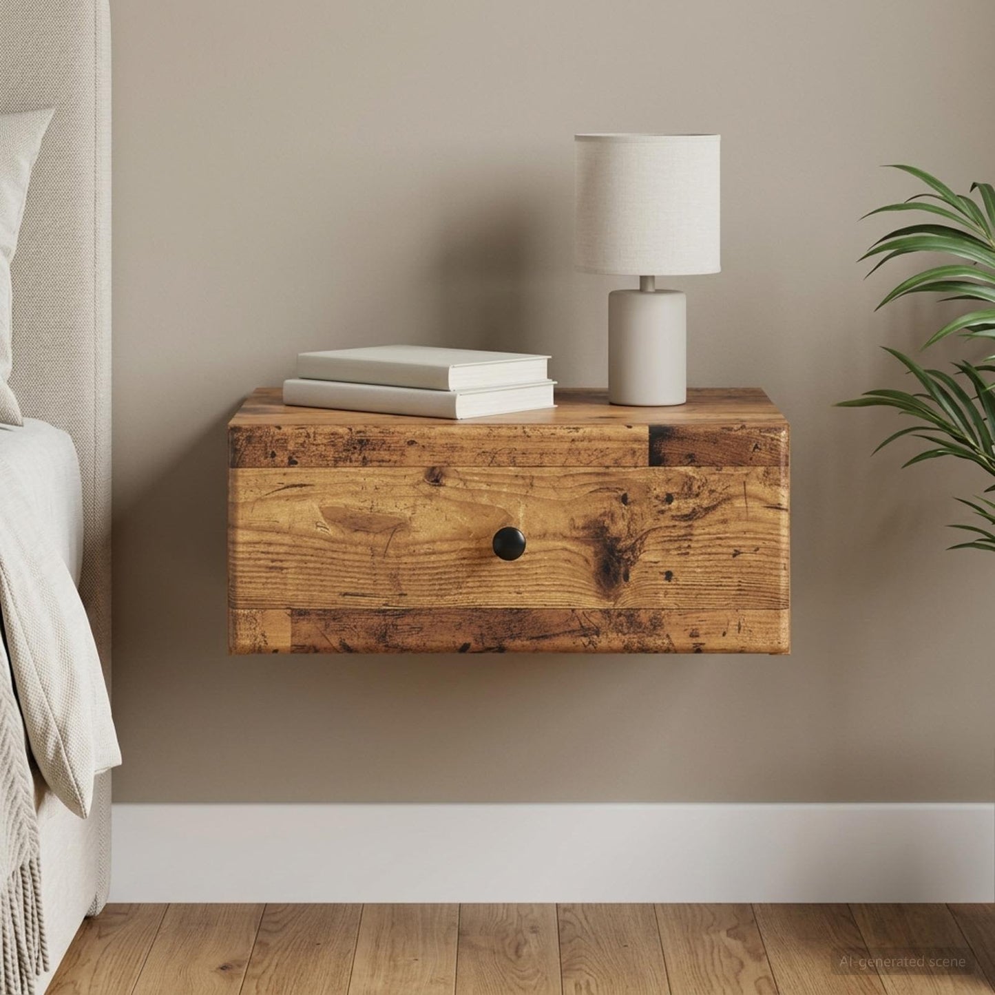 vidaXL Wall-Mounted Bedside Cabinet Old Wood 49 x 34.5 x 20 cm