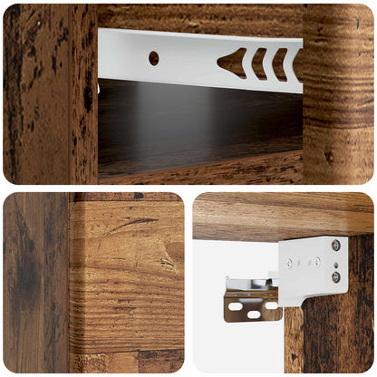 vidaXL Wall-Mounted Bedside Cabinet 2 pcs Old Wood 49 x 34.5 x 20 cm