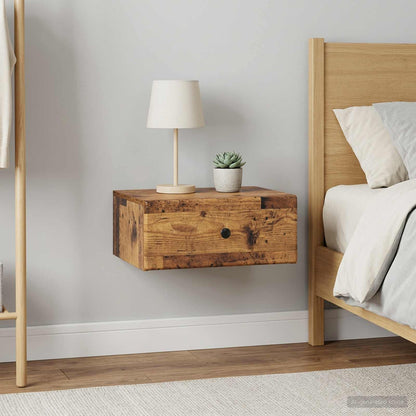 vidaXL Wall-Mounted Bedside Cabinet 2 pcs Old Wood 49 x 34.5 x 20 cm
