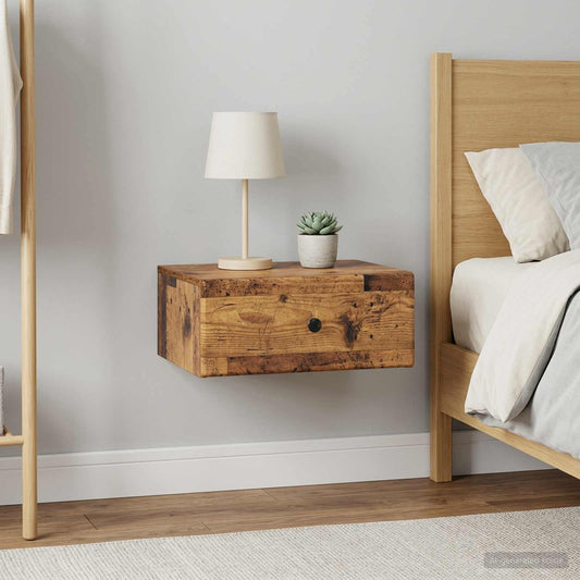 vidaXL Wall-Mounted Bedside Cabinet 2 pcs Old Wood 49 x 34.5 x 20 cm