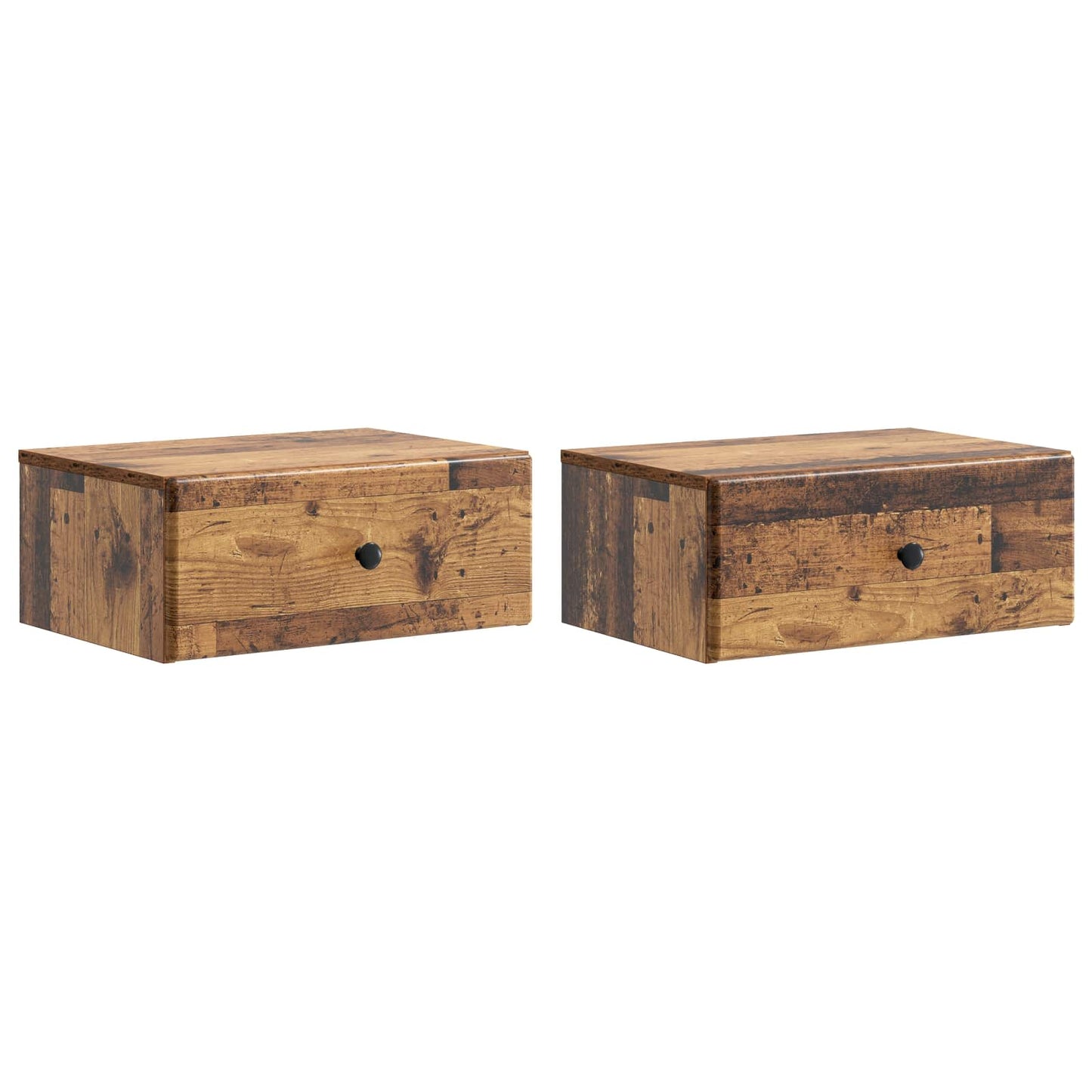 vidaXL Wall-Mounted Bedside Cabinet 2 pcs Old Wood 49 x 34.5 x 20 cm