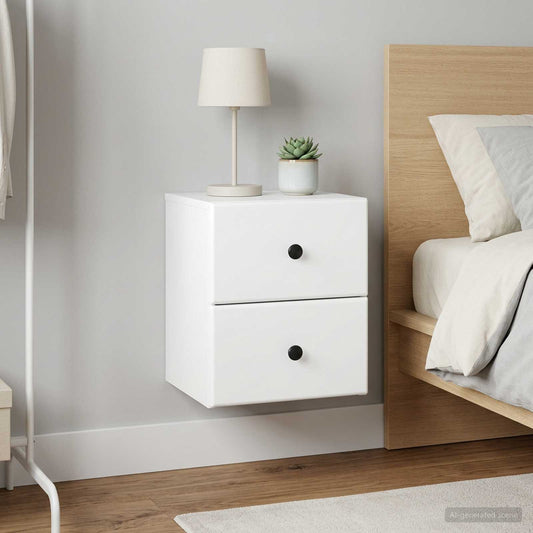 vidaXL Wall-Mounted Bedside Cabinet 2 pcs White 34.5 x 33 x 40 cm