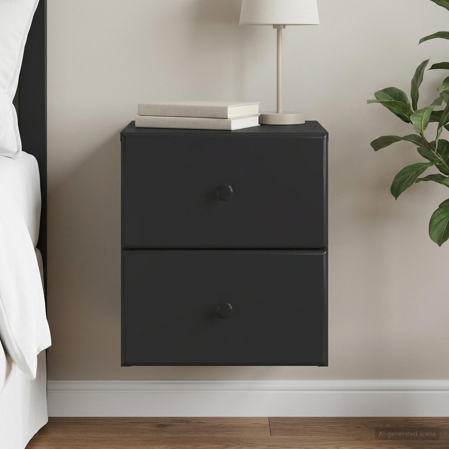 vidaXL Wall-Mounted Bedside Cabinet Black 34.5 x 33 x 40 cm