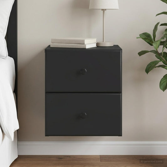 vidaXL Wall-Mounted Bedside Cabinet Black 34.5 x 33 x 40 cm