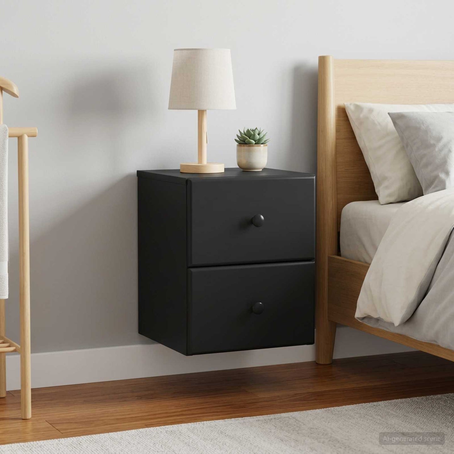 vidaXL Wall-Mounted Bedside Cabinet 2 pcs Black 34.5 x 33 x 40 cm