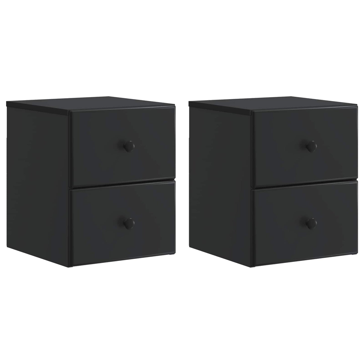 vidaXL Wall-Mounted Bedside Cabinet 2 pcs Black 34.5 x 33 x 40 cm