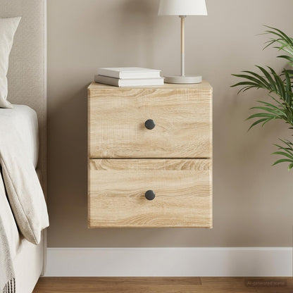 vidaXL Wall-Mounted Bedside Cabinet Sonoma Oak 34.5 x 33 x 40 cm
