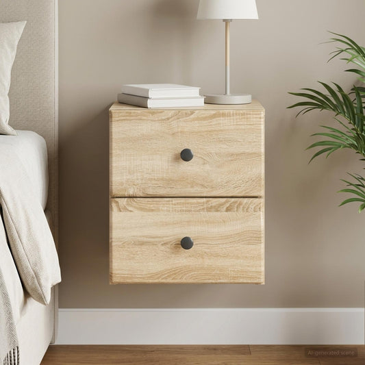 vidaXL Wall-Mounted Bedside Cabinet Sonoma Oak 34.5 x 33 x 40 cm