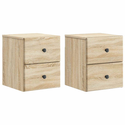 vidaXL Wall-Mounted Bedside Cabinet 2 pcs Sonoma Oak 34.5 x 33 x 40 cm
