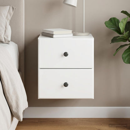 vidaXL Wall-Mounted Bedside Cabinet High Gloss White 34.5 x 33 x 40 cm