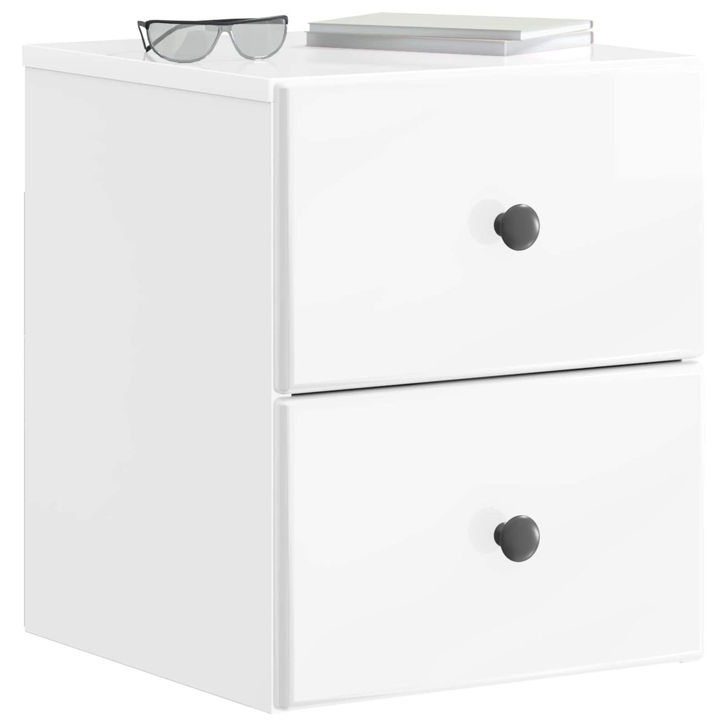 vidaXL Wall-Mounted Bedside Cabinet High Gloss White 34.5 x 33 x 40 cm