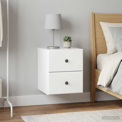 vidaXL Wall-Mounted Bedside Cabinet with Drawer 2 pcs High Gloss White