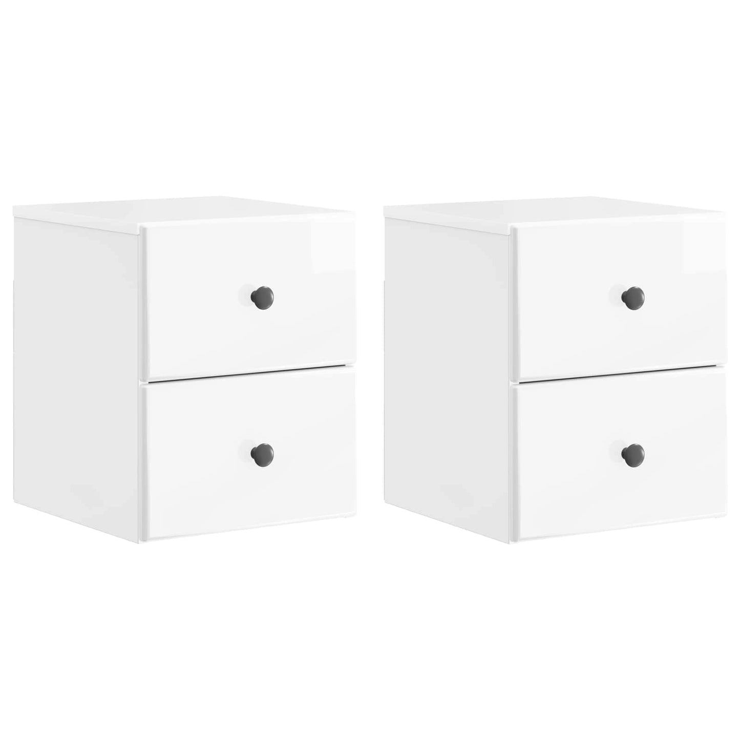 vidaXL Wall-Mounted Bedside Cabinet with Drawer 2 pcs High Gloss White