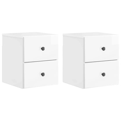 vidaXL Wall-Mounted Bedside Cabinet with Drawer 2 pcs High Gloss White