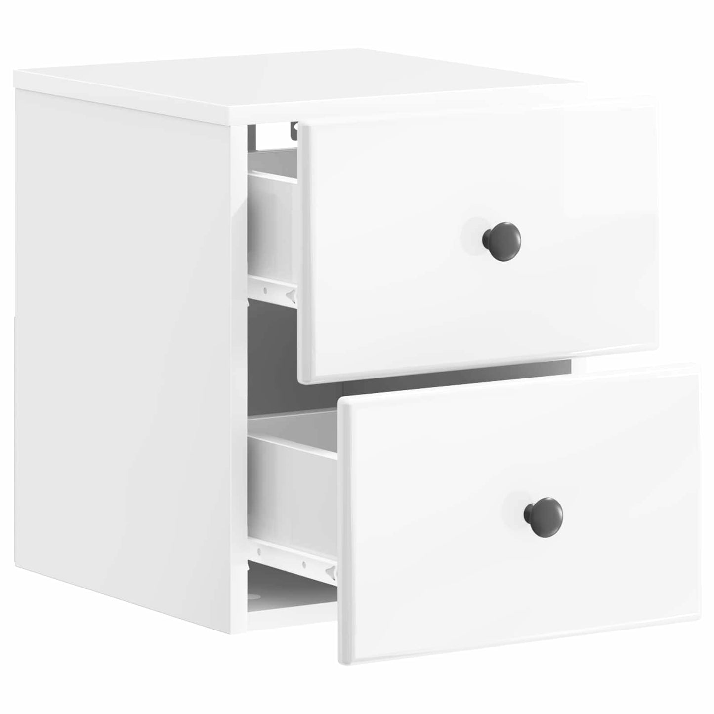 vidaXL Wall-Mounted Bedside Cabinet with Drawer 2 pcs High Gloss White