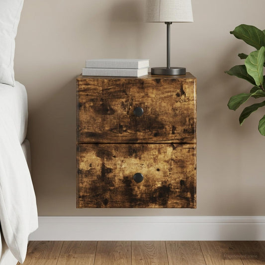 vidaXL Wall-Mounted Bedside Cabinet Smoked Oak 34.5 x 33 x 40 cm
