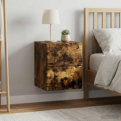 vidaXL Wall-Mounted Bedside Cabinet 2 pcs Smoked Oak 34.5 x 33 x 40 cm
