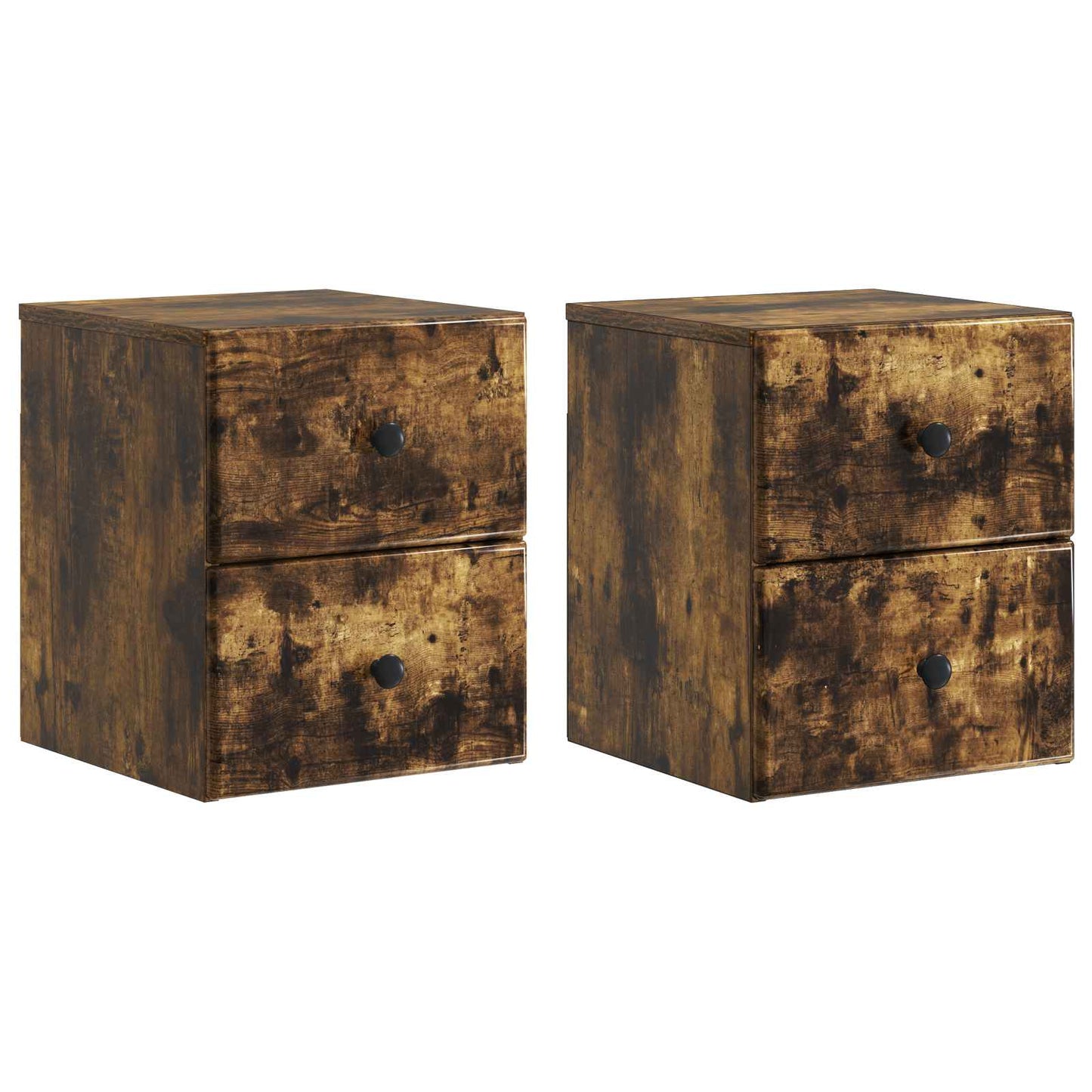 vidaXL Wall-Mounted Bedside Cabinet 2 pcs Smoked Oak 34.5 x 33 x 40 cm