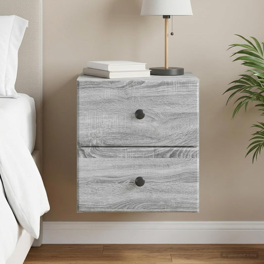 vidaXL Wall-Mounted Bedside Cabinet Grey Sonoma 34.5 x 33 x 40 cm
