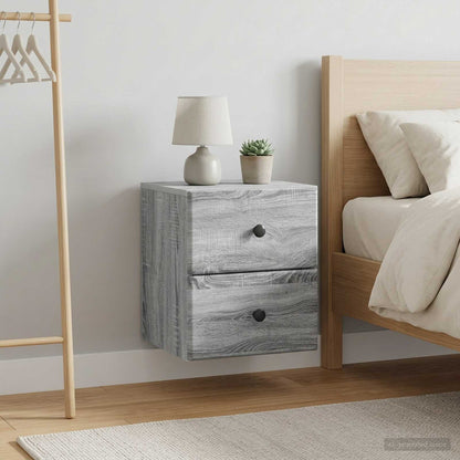 vidaXL Wall-Mounted Bedside Cabinet 2 pcs Grey Sonoma Engineered Wood