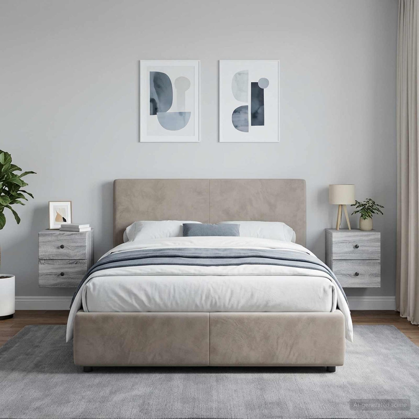 vidaXL Wall-Mounted Bedside Cabinet 2 pcs Grey Sonoma Engineered Wood