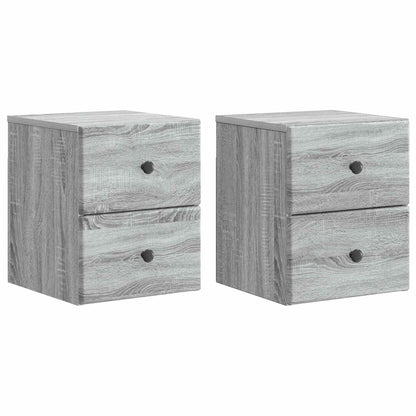 vidaXL Wall-Mounted Bedside Cabinet 2 pcs Grey Sonoma