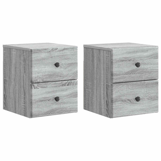 vidaXL Wall-Mounted Bedside Cabinet 2 pcs Grey Sonoma Engineered Wood