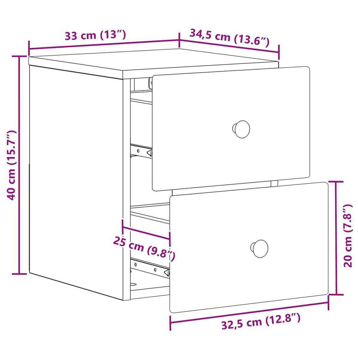 vidaXL Wall-Mounted Bedside Cabinet 2 pcs Grey Sonoma