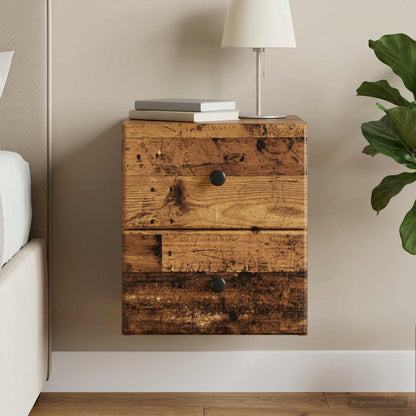 vidaXL Wall-Mounted Bedside Cabinet Old Wood 34.5 x 33 x 40 cm