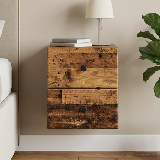 vidaXL Wall-Mounted Bedside Cabinet Old Wood 34.5 x 33 x 40 cm